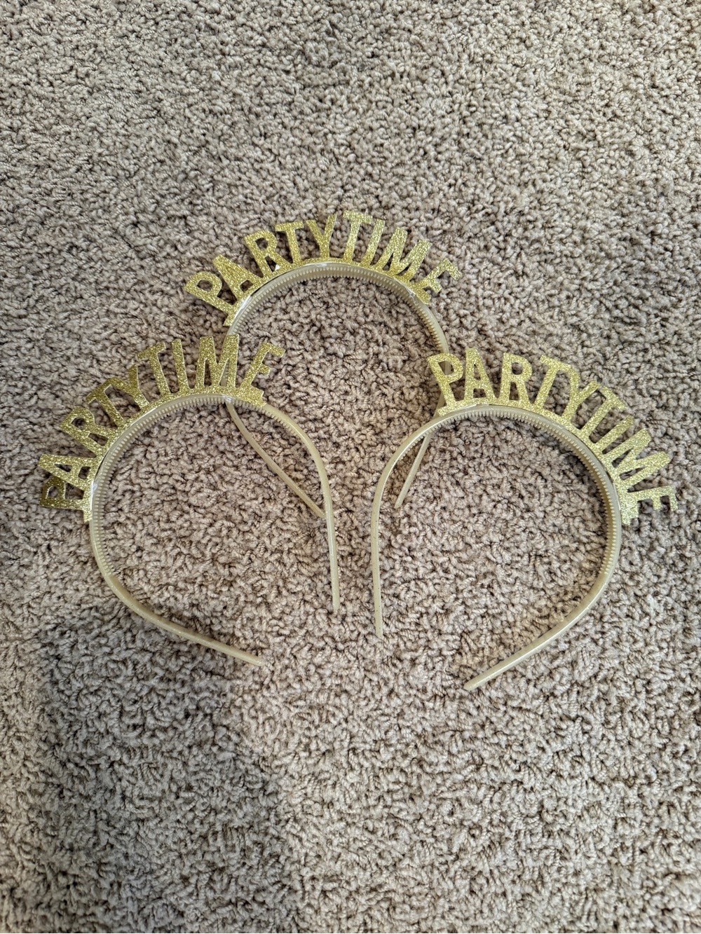 Set of 3 Gold PARTY TIME Headbands